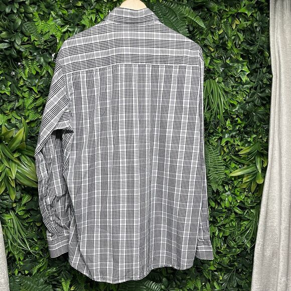 ERMENEGILDO ZEGNA Men Shirt XL Gray Black Plaid Collared Button Italy Made 1548 - Picture 11 of 12